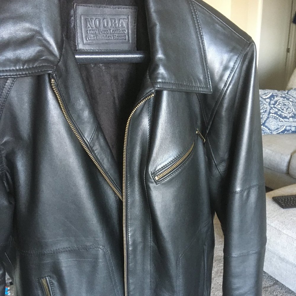 Men Leather Jacket Black Lambskin Size M